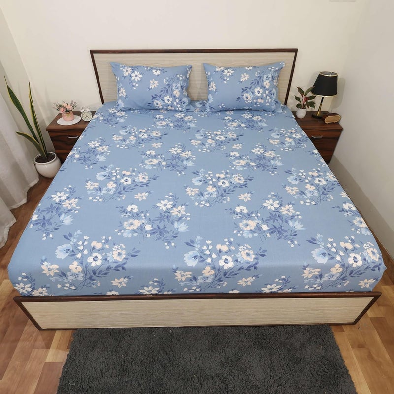 Cottington Lane Cottington Lane Microfiber 144 TC Printed Bedsheet for King Bed with 2 Pillow Covers for Summer Breathable Soft Wrinklefree Soft Touch Skin Friendly102x108 Inches MiniTiny Floral  - Image 1