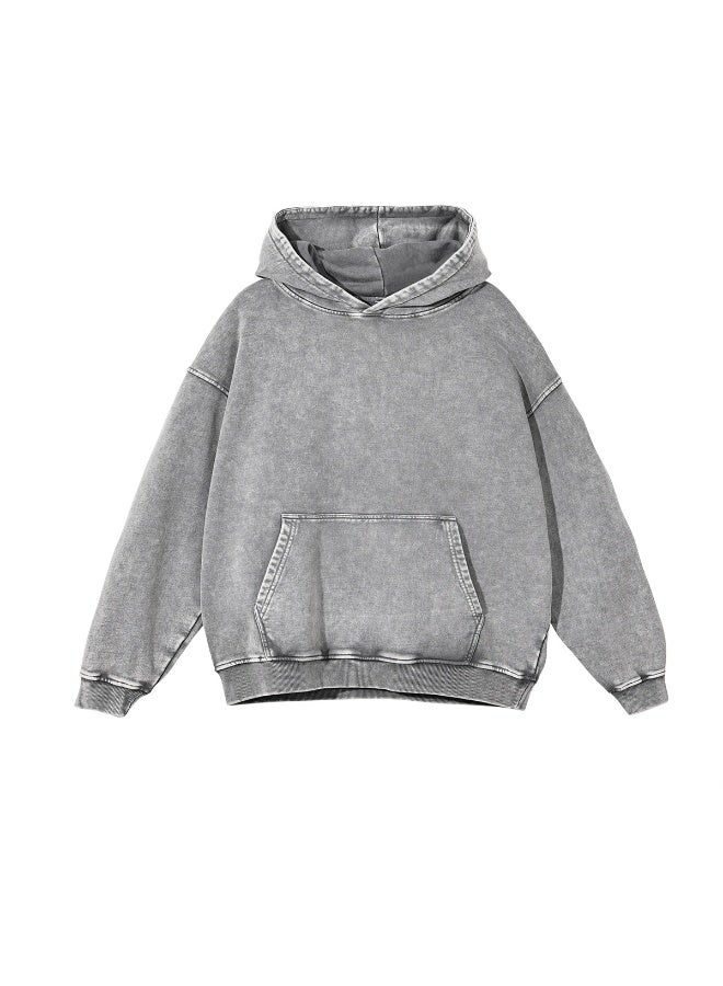 NIBEMINENT American Retro  Sweatshirt for Men and Women Spring and Autumn Washed Vintage  Loose Hooded Jacket - Image 1