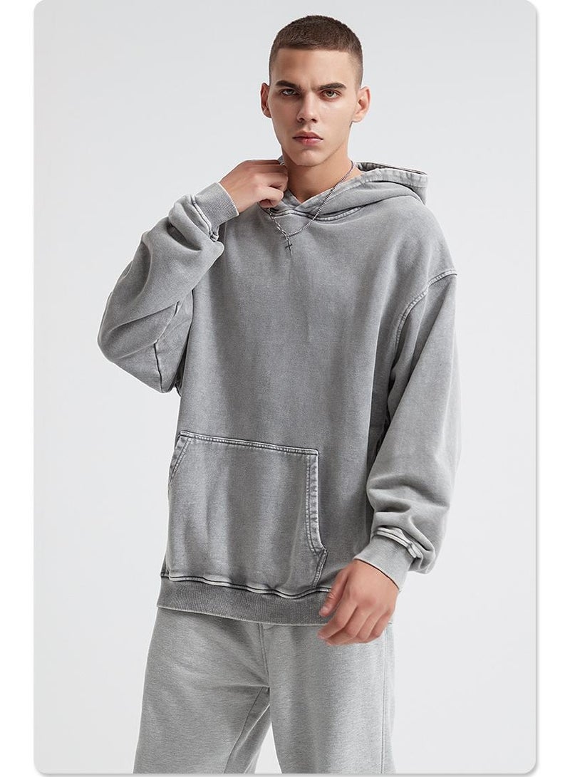 NIBEMINENT American Retro  Sweatshirt for Men and Women Spring and Autumn Washed Vintage  Loose Hooded Jacket - Image 2