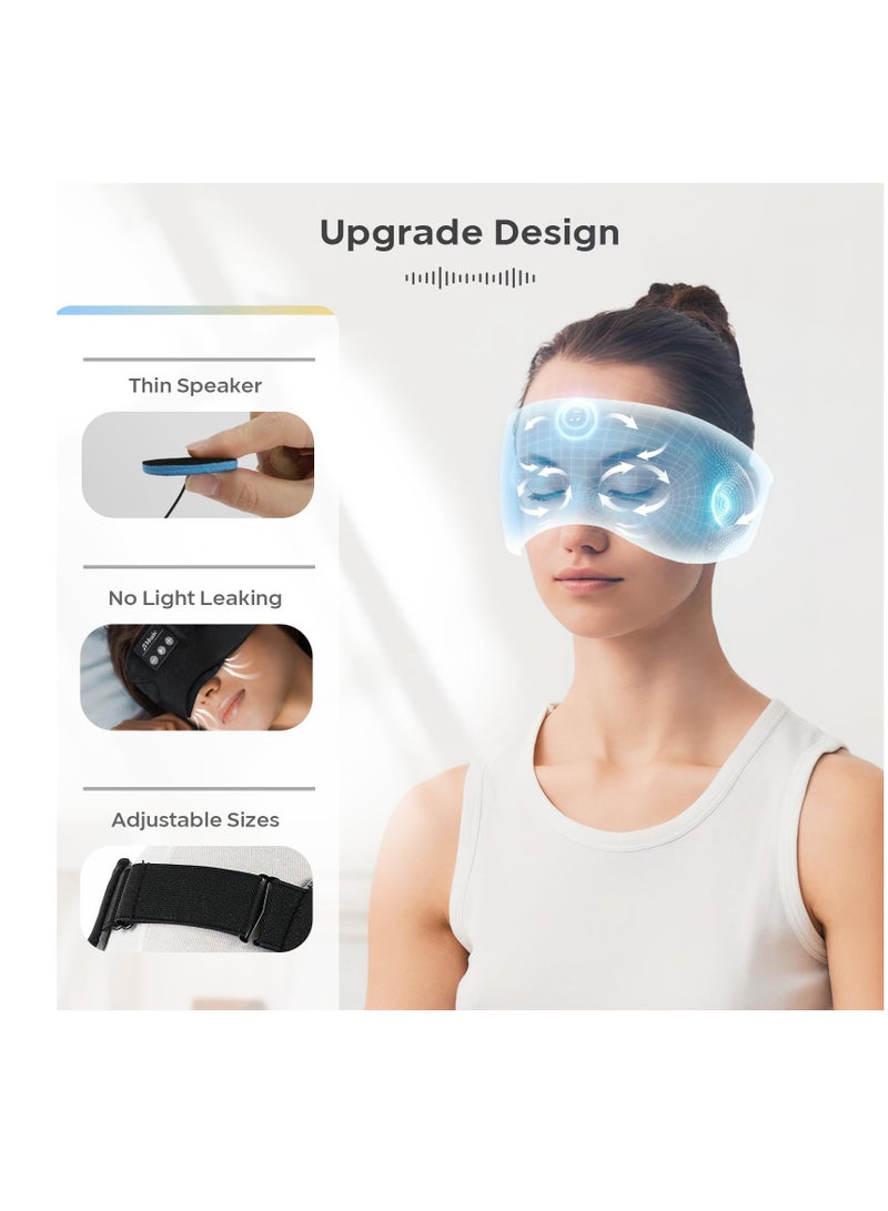 SYOSI Sleep Headphones Upgraded Bluetooth 5.2 Sleep Mask for Side Sleepers with 24 White Noise Block Out Light Cool Warm Therapy Easy to Use Service Time 15 hours for Insomnia Travel Black - Image 5