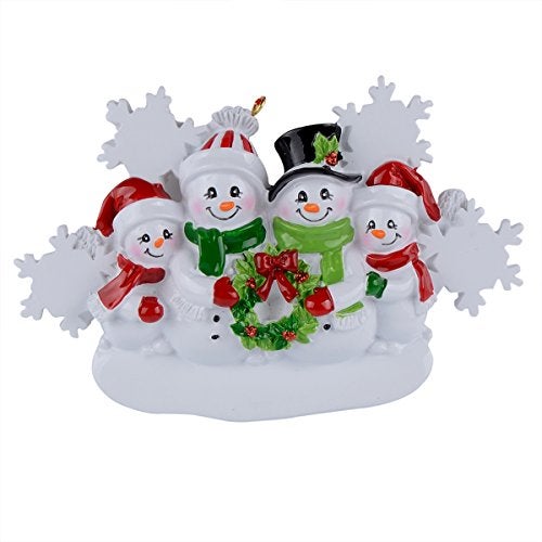 WorldWide Snowman Family of 4 Personalized Christmas Tree Ornament 2025 Custom Family Keepsake Gift for Grandparents, Parents, Kids, Neighbors - Image 1