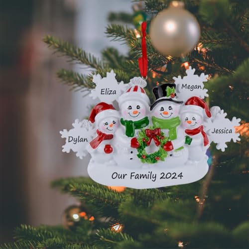 WorldWide Snowman Family of 4 Personalized Christmas Tree Ornament 2025 Custom Family Keepsake Gift for Grandparents, Parents, Kids, Neighbors - Image 2
