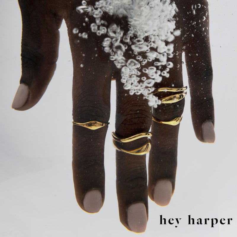 Hey Harper Gold Plated Stacking Ring - Waterproof & Sweatproof - Everday Non Tarnish Cute Fashion Circle Ring - Image 3