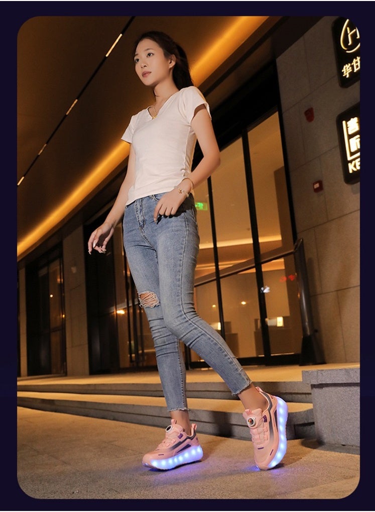 سكاي فيو أحذية تزلج بعجلات للأولاد والبنات، أحذية رياضية أنيقة بإضاءة LED للأطفال مع عجلات قابلة لإعادة الشحن والفصل، هدية للحفلات وأعياد الميلاد وعيد الميلاد - Image 2