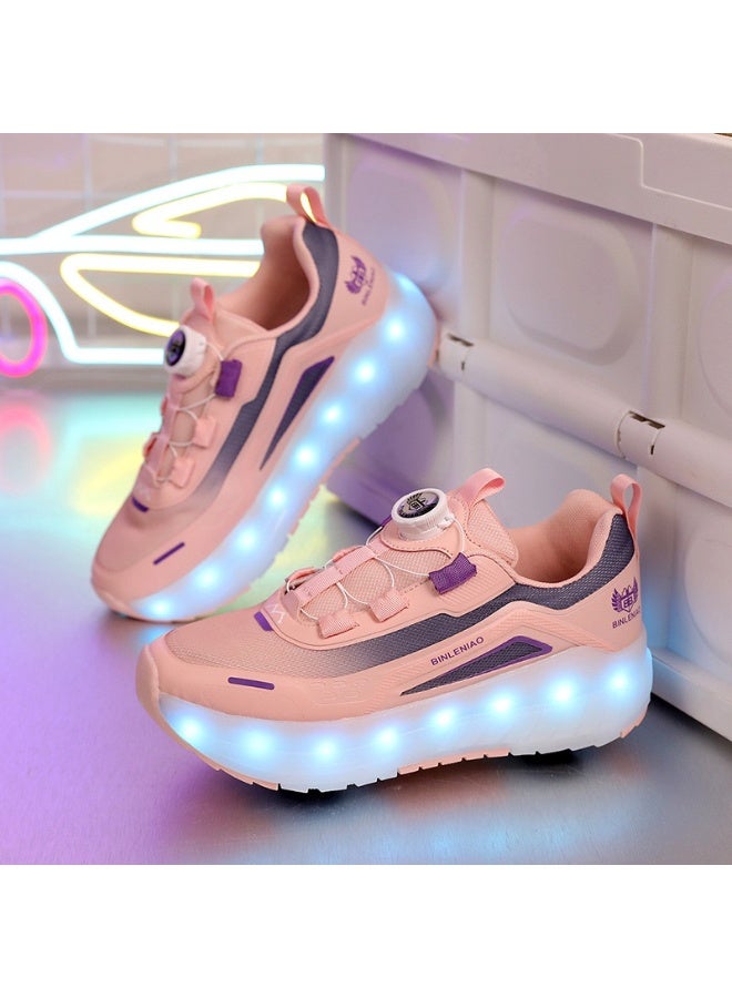 سكاي فيو أحذية تزلج بعجلات للأولاد والبنات، أحذية رياضية أنيقة بإضاءة LED للأطفال مع عجلات قابلة لإعادة الشحن والفصل، هدية للحفلات وأعياد الميلاد وعيد الميلاد - Image 1