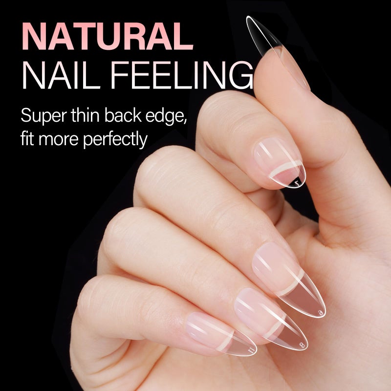 AILLSA Medium Almond Nail Tips Soft Clear Gel Nails Tips Preshaped Full Cover Nails Tip False Gelly Nail Tip for Nails Extension with Storage Box 216pcs 12 Sizes - Image 3