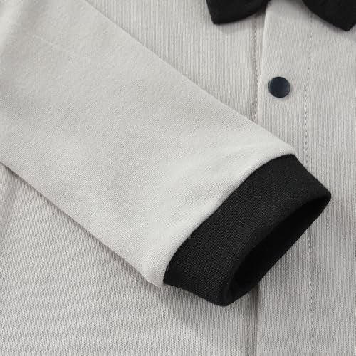 Gajaous Newborn Baby Boys Formal Bowtie Collar Rompers Long Sleeves Bodysuit Jumpsuit Overall 0-12M - Image 4