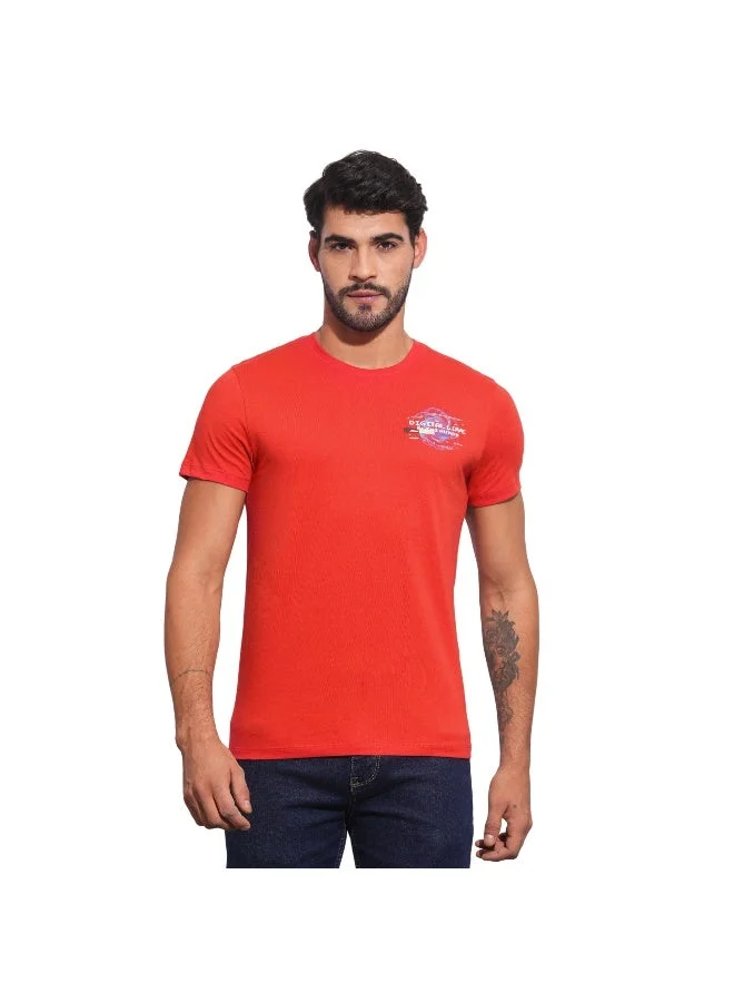 بيينغ هيومان Mens True Red Round Neck Short Sleeve T-Shirt