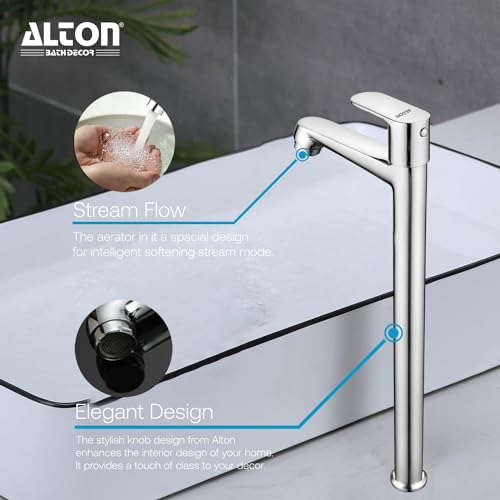 ALTON EVA6502-L Brass Pillar Cock, Extended Body | Table Top Basin Faucet | Bathroom Basin Tap | Chrome Finish - Image 4