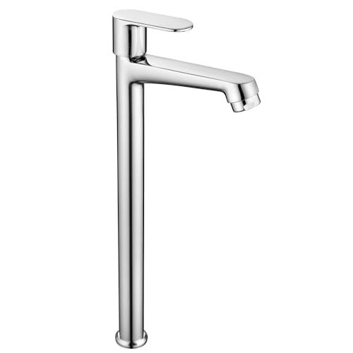 ALTON EVA6502-L Brass Pillar Cock, Extended Body | Table Top Basin Faucet | Bathroom Basin Tap | Chrome Finish - Image 1
