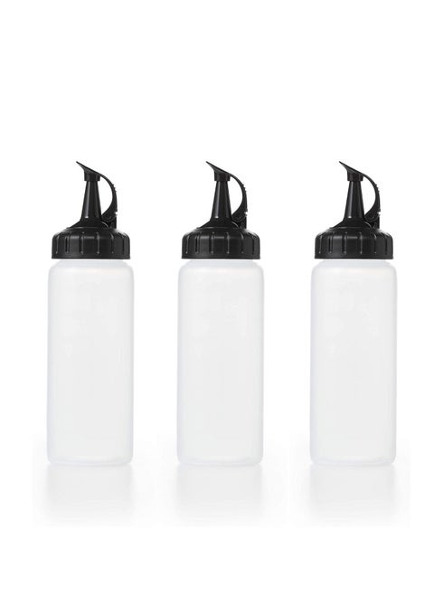 Squeeze Bottles, Plastic, Wide Mouth with Caps, Clear, Plastic Squirt Condiment Bottles Twist On Cap Lids - Perfect for Condiments, Oil, Icing, Liquids