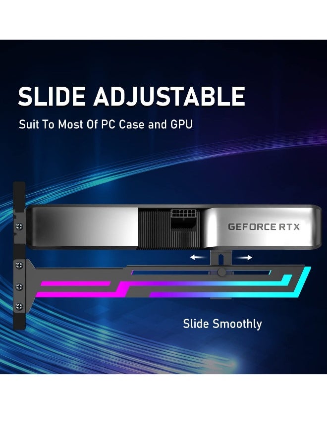حامل GPU قابل للتعديل مع دعم ARGB، حامل GPU بعرض 5 فولت و3 دبابيس، منصة قابلة للتعديل لحامل البطاقة الرسومية، ارتفاع وطول قابل للتعديل، حامل GPU باللون الأسود - Image 1
