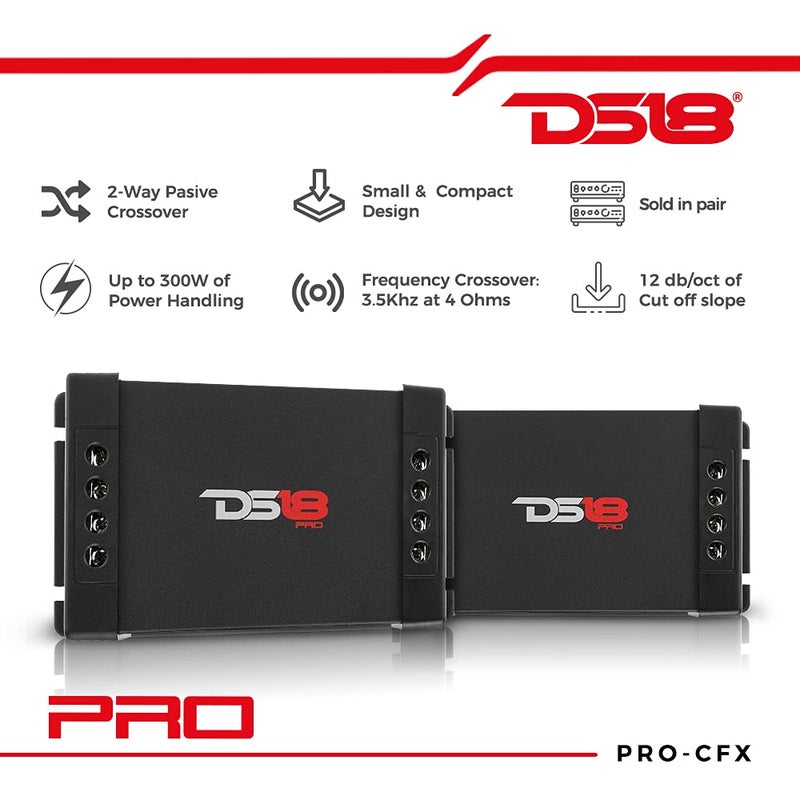 DS18 PRO-CFX 2-Way Car Audio Passive Crossover, Great for Tweeters & Mid-Range Speakers - Power Handling Up to 300 Watts (2 Pack) - Image 2