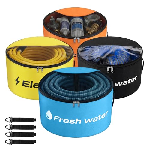 Gociean RV Sewer Hose Storage 4 Packs TwoWay Zipper Closures and Visible Cover for RV Storage And Organization Waterproof Accessories Bag for Garden Fresh Water Hoses Electrical Cords Camper Tools - Image 1