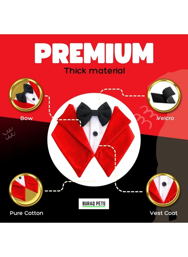 Buraq Dog Tuxedo, W Bandana Pattern Bow tie, Wedding Party Suit for Small Medium Large, Male and Female Dogs Golden Retriever Labrador Shitzu Pug (L, Red) - Image 4