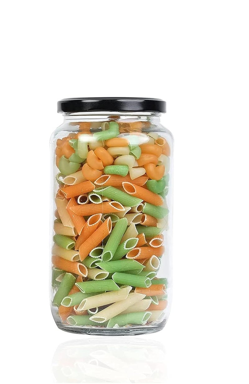 Cartvilla CARTVILLA 1000 Gram Glass Jar with Air Tight Black Lid for Kitchen Dried Masla Storage JarHoney JarJar and ContainerSpice Masala JarGlass Jar for Kitchen Grocery Storage Set 6 - Image 2
