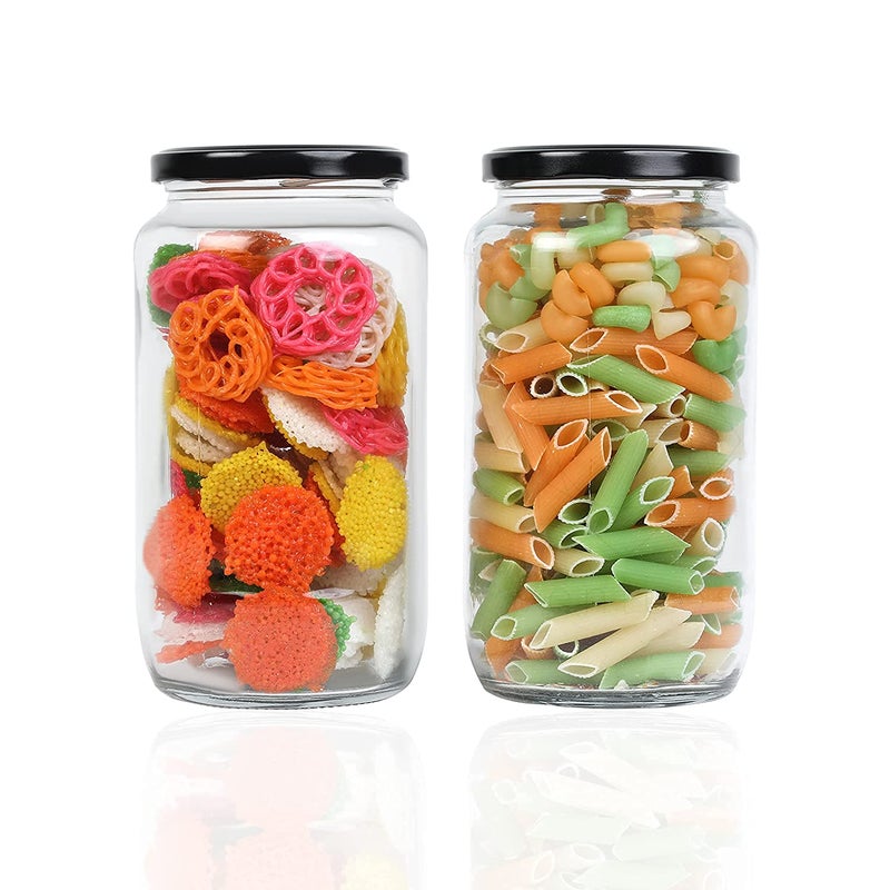 Cartvilla CARTVILLA 1000 Gram Glass Jar with Air Tight Black Lid for Kitchen Dried Masla Storage JarHoney JarJar and ContainerSpice Masala JarGlass Jar for Kitchen Grocery Storage Set 6 - Image 5