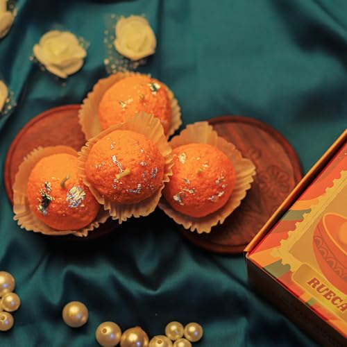 RUECA Motichoor Ladoo Candles for Diwali Gifting | Natural Soy Wax Scented Laddoo Candle for Home and Pooja Decoration Pack of 4 | Festival Gift Pack. - Image 3