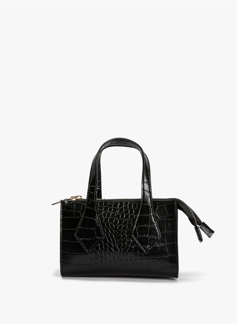 كوتون Faux Leather Strappy Zipper Detail Cross Body Bag