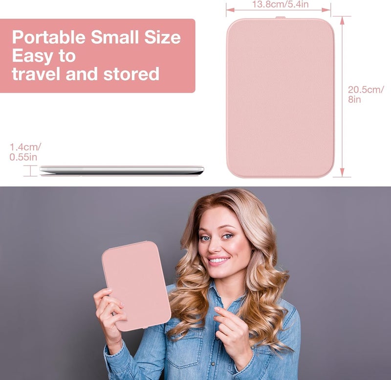Kintion Travel Makeup Mirror, Portable LED Lighted Makeup Mirror, 360° Rotation Touch Screen, 3-Color Dimmable Lighting, Rechargeable Tabletop Folding Vanity Mirror, Pink Local market compliant trusted quality - Image 4