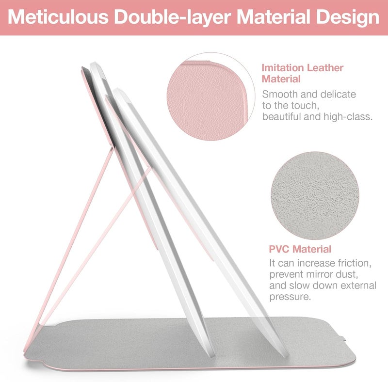 Kintion Travel Makeup Mirror, Portable LED Lighted Makeup Mirror, 360° Rotation Touch Screen, 3-Color Dimmable Lighting, Rechargeable Tabletop Folding Vanity Mirror, Pink Local market compliant trusted quality - Image 3