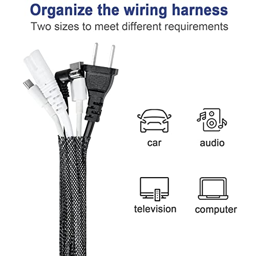 Besteek 50ft - 1/2 Inch & 1/4 Inch Expandable Braided Cable Sleeve, Braided Wire Sleeving, Cable Wrap Mesh Wire Loom - Image 2