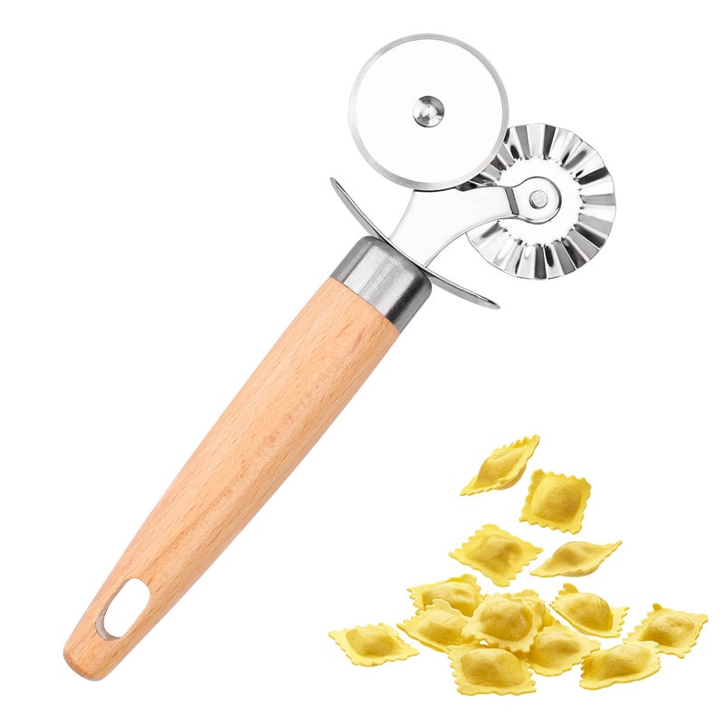 XINBADA Pastry Cutter Wheel - Exquisite Wooden Handle, Perfect for Pasta, Pizza, Ravioli, Cookie - Enhance Your Culinary Artistry - Image 1