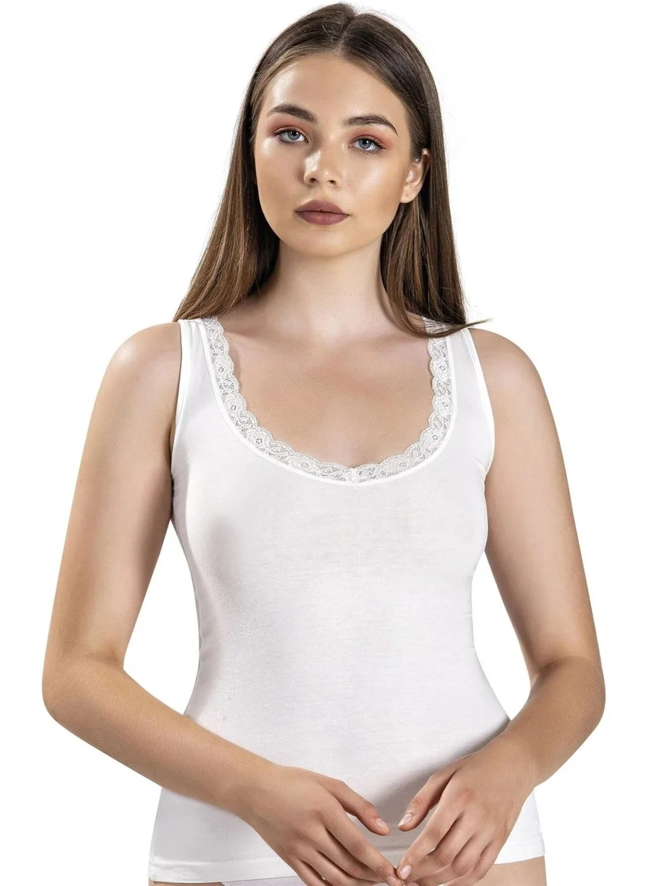 جيبر Women's Modal Lace V Neck Wide Strap Undershirt 617 - 6 Pieces