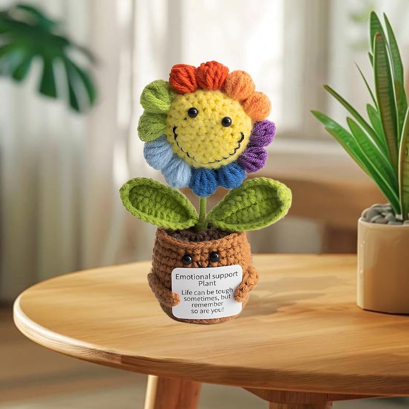 SQUISHCO Crochet Sunflower, Handmade Crochet Flower with Smiling Face for Home Decor Garden Ornament Indoor Plant Display Party Decoration - Image 2