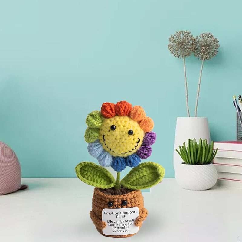 SQUISHCO Crochet Sunflower, Handmade Crochet Flower with Smiling Face for Home Decor Garden Ornament Indoor Plant Display Party Decoration - Image 5