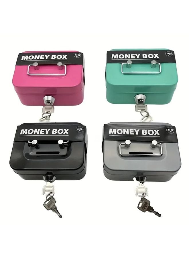 Grey Portable Safe With Key Durable Metal Security Lock Box No Power Required - Image 2