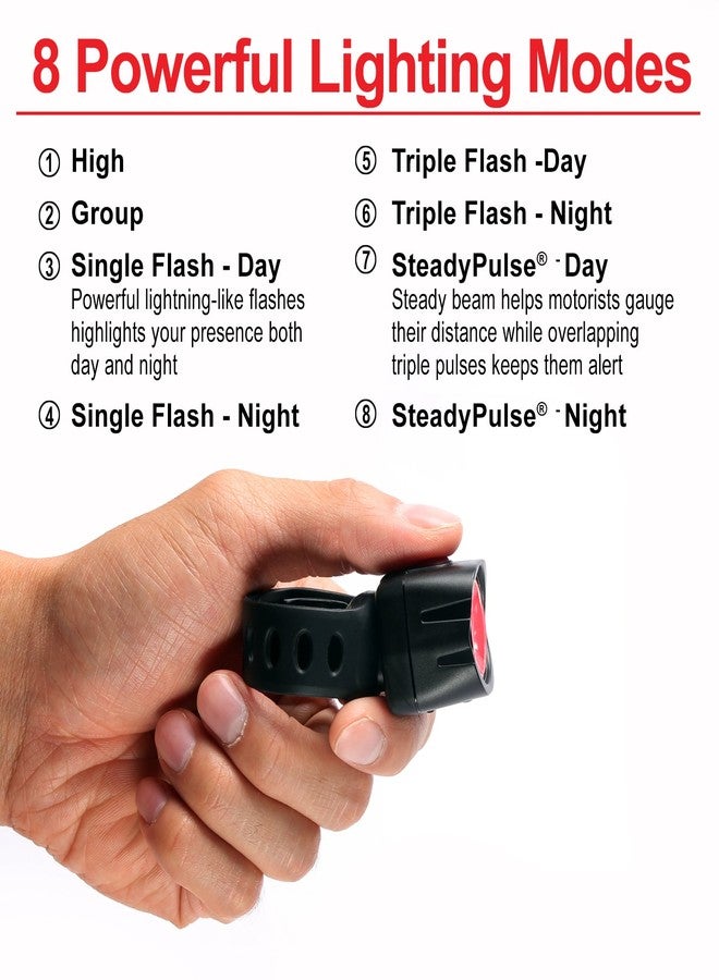 Cygolite Dice TL- 50 Lumen Bike Tail Light- 5 Night & 3 Daytime Modes- Ultra Compact Design- IP64 Water Resistant- Sturdy Flexible Mount- USB Rechargeable - for Aero Road & Commuter Bicycles, Black - Image 4