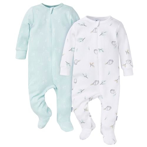 Gerber Baby Unisex 2Pack 2Way Zip Thermal Footed Sleep N Play Hedgehog Newborn - Image 1