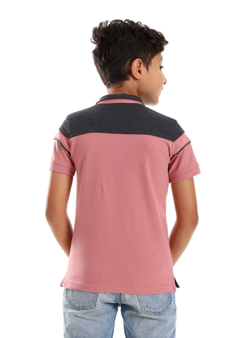 سيزار تيشرت بولو أولادي مزود بياقة وزراير - Image 4