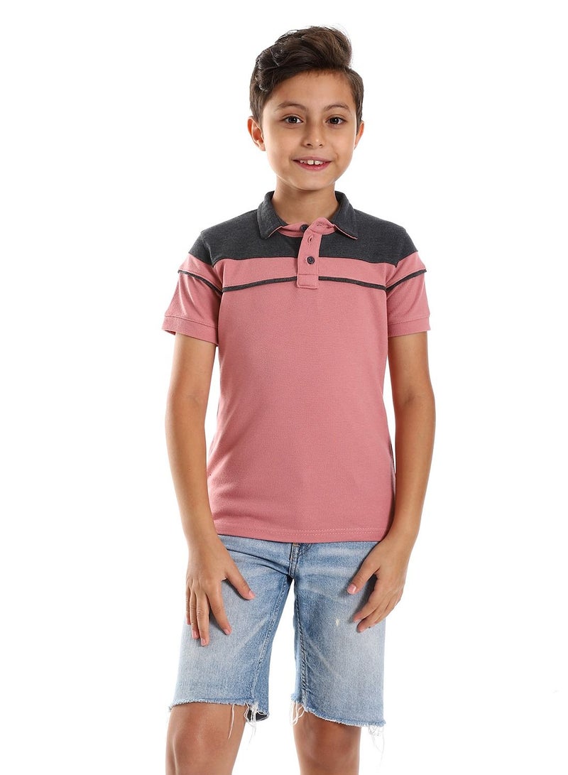سيزار تيشرت بولو أولادي مزود بياقة وزراير - Image 1