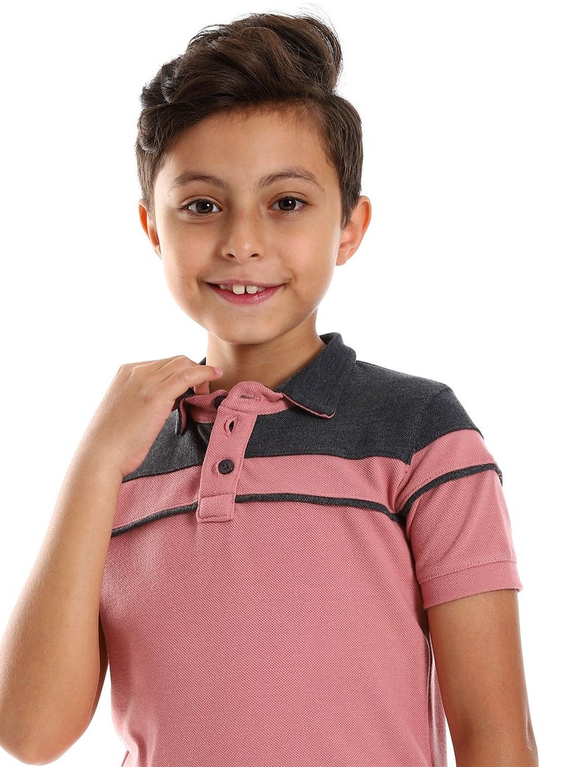 سيزار تيشرت بولو أولادي مزود بياقة وزراير - Image 3