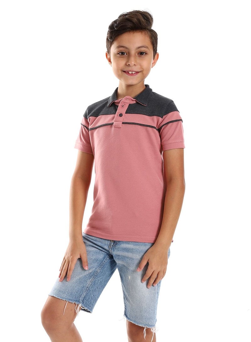 سيزار تيشرت بولو أولادي مزود بياقة وزراير - Image 2