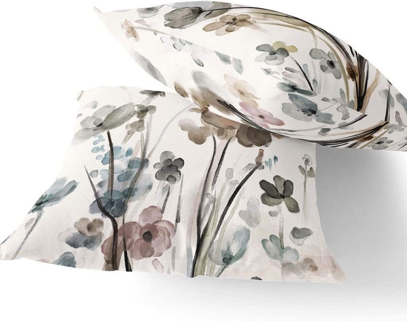 Qesonoo Flower Throw Pillow Covers 16x16 Set of 2  Flowers Pillow Cushion Cases Decorative Square Pillowcases for Sofa Couch Bedroom Living Room Car - Image 4