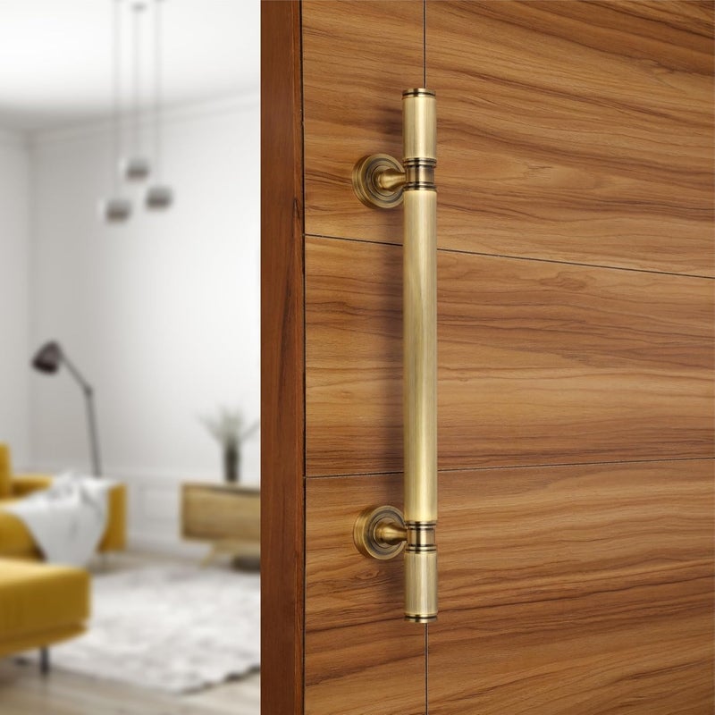 LAPO 18 Inch Full Brass Main Door Handle Door Handles for Main Door Pull Handles for All The Doors of House Office HotelsPack of 1 Antique Finish 3 Years Warranty - Image 1