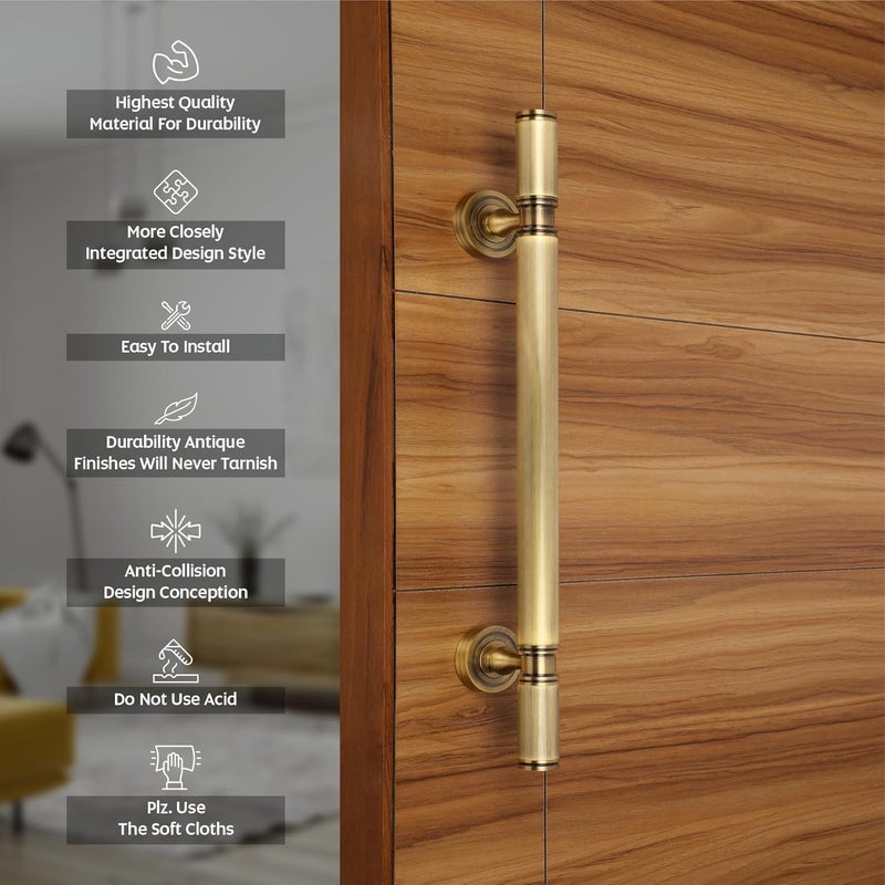 LAPO 18 Inch Full Brass Main Door Handle Door Handles for Main Door Pull Handles for All The Doors of House Office HotelsPack of 1 Antique Finish 3 Years Warranty - Image 3