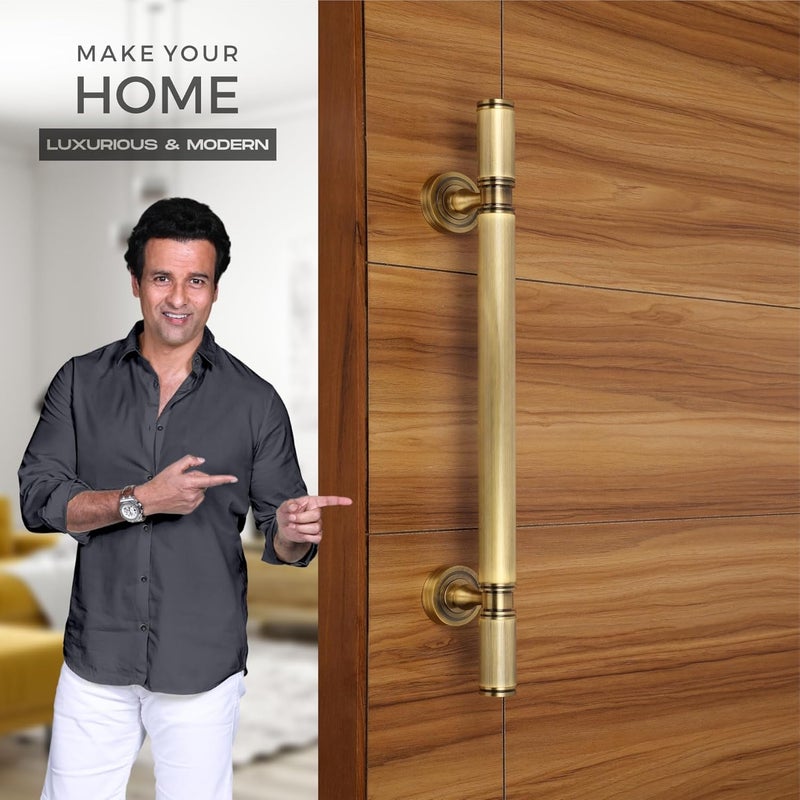 LAPO 18 Inch Full Brass Main Door Handle Door Handles for Main Door Pull Handles for All The Doors of House Office HotelsPack of 1 Antique Finish 3 Years Warranty - Image 2