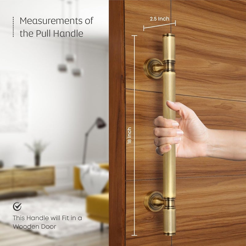 LAPO 18 Inch Full Brass Main Door Handle Door Handles for Main Door Pull Handles for All The Doors of House Office HotelsPack of 1 Antique Finish 3 Years Warranty - Image 5