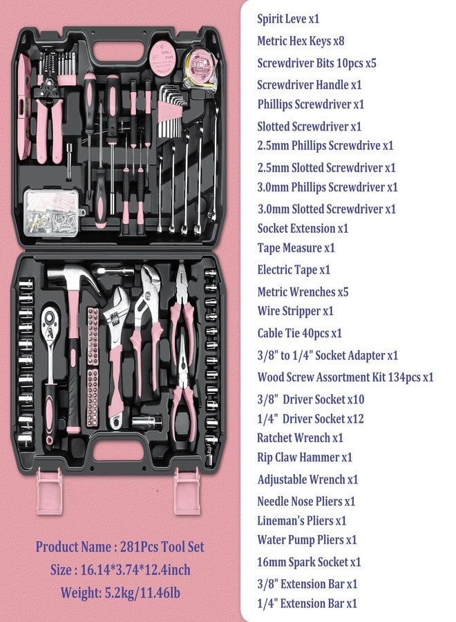 Sundpey Home Tool Kit 281-PCs - General Basic Home Auto Repair Tool Kits - Complete Portable Hand Tool Sets for Women - Tool Box Set with Socket Wrench Set & Screwdriver Sets & Hex Key & Pliers - Image 2