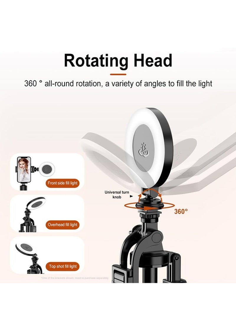 حلقة ضوء قابلة للتعليق، ضوء سيلفي LED قابل لإعادة الشحن، ضوء حلقة سيلفي محمول مع 3 أوضاع إضاءة قابلة للتعديل، للهاتف، آيباد، كاميرا، لابتوب، ضوء هاتف دوار 360° للسيلفي، لجعل - Image 2