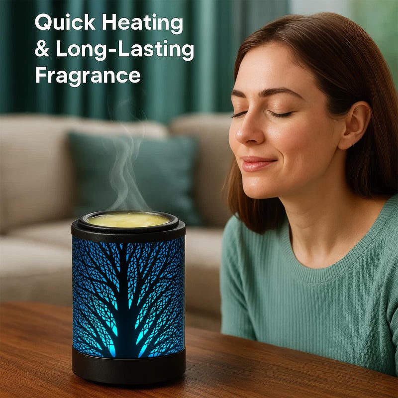 MeplLivs Wax Melt Warmer Electric Wax Warmer PTC Heating Plate with 7 Colors LED Changing Light Reusable Silicone Fragrance Warmer for Home Office Gifts & Decor - Image 3