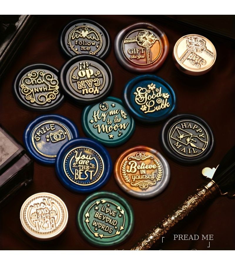 Vintage Wax Seal Stamp Set 1pc English Alphabet 25mm Detachable Brass Head Round Copper Envelope Sealing Stamps YW-09 YW-16 For Wedding Invitations Wine Packaging Greeting Cards Versatile Assorted Designs - Image 1
