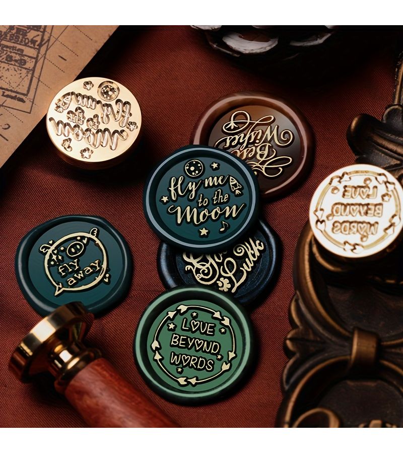 Vintage Wax Seal Stamp Set 1pc English Alphabet 25mm Detachable Brass Head Round Copper Envelope Sealing Stamps YW-09 YW-16 For Wedding Invitations Wine Packaging Greeting Cards Versatile Assorted Designs - Image 4