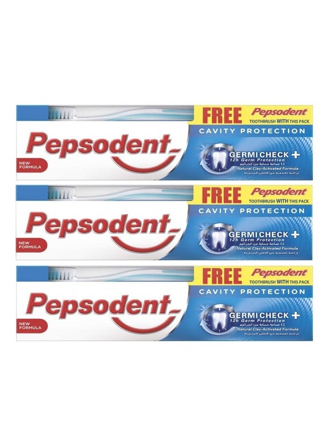 Pepsodent Germi check Plus Toothpaste And Toothbrush 3 Pack 