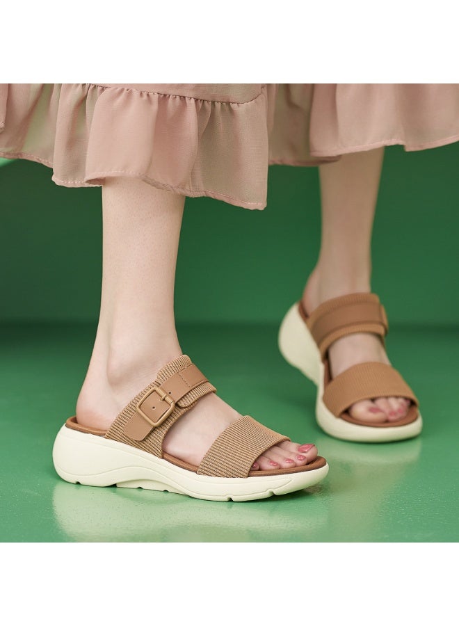 NIBEMINENT Casual Sports Slippers Women Thick Sole Comfortable  Flops Women Sandals Solid Color Wedge Soft Lightweight  - Image 3
