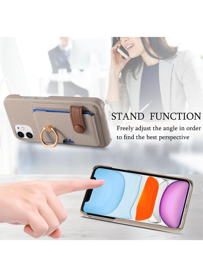 زبون جراب هاتف iPhone 11 من جلد الليتشي مع حافة زيتية وغطاء خلفي للبطاقة - Image 5